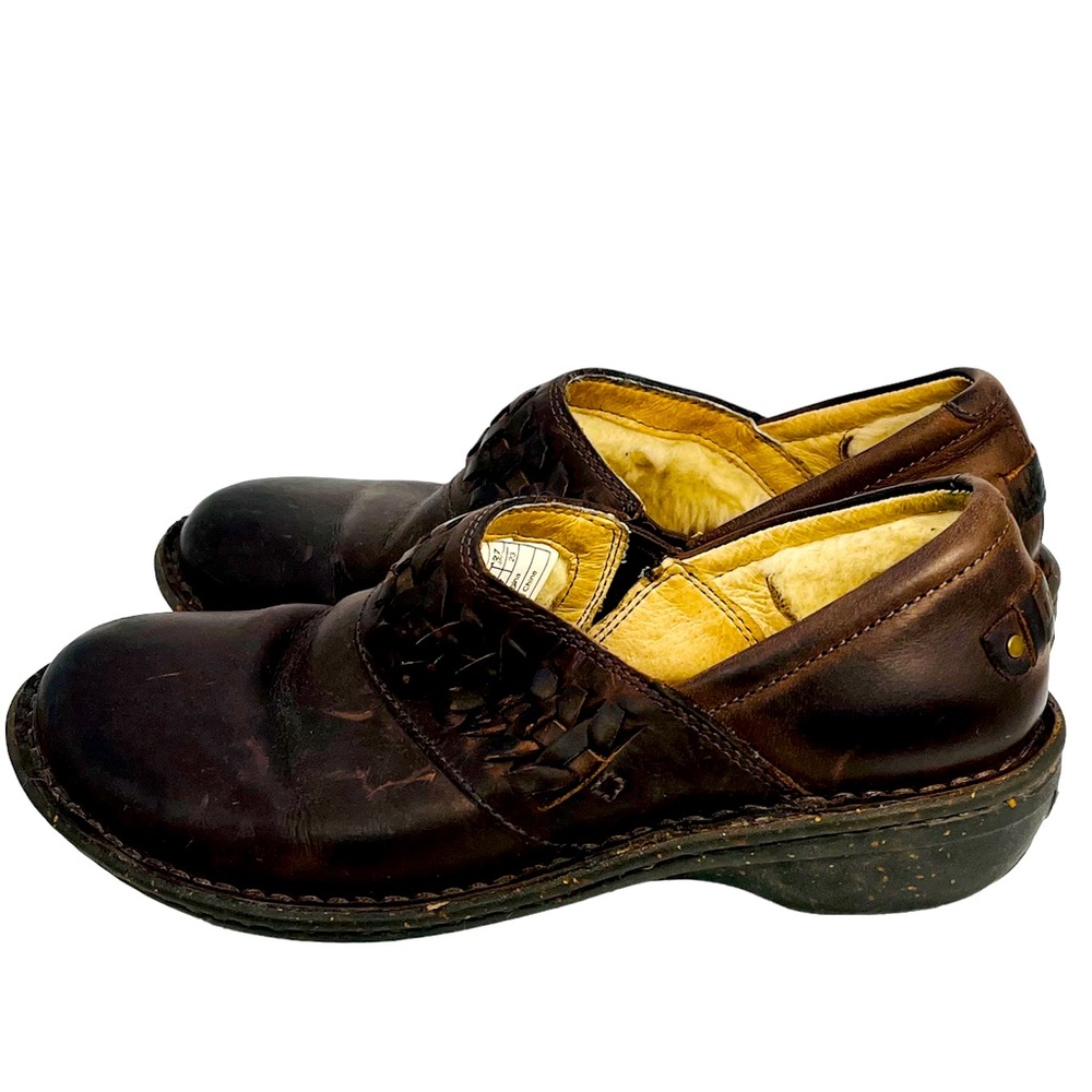 UGG Australia ANILA Slip-on Shoes Womens Sz 6 Brown Leather Wool Lined Braided